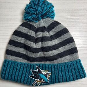 NHL San‎ Jose Sharks Striped Pom Beanie / Sku0108
